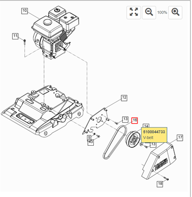 Ремень для виброплиты WP 1550, WP 2050 WACKER NEUSON аналог 5000111158 5100044733 2992